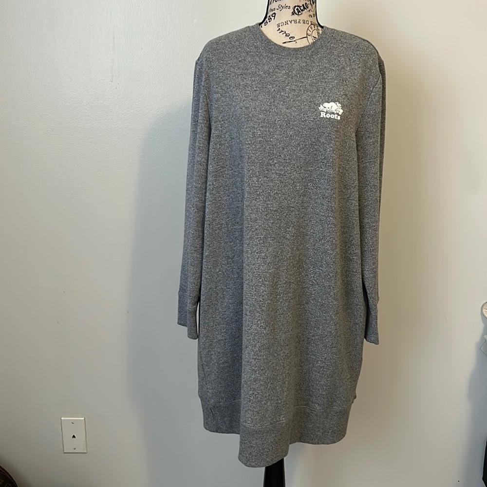 Roots Sweatshirt Dress Heather Gray - in Long Sleeve XL